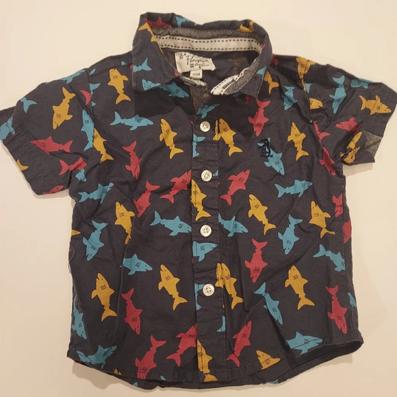 Original Penguin Baby Boy 2 Piece Shark Button Down Shirt & Pant Set in Size 18M - Picture 2 of 9